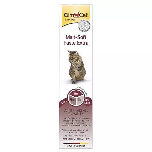 Паста для выведения шерсти для кошек Гимборн Maльт-Софт-Экстра 20гр, c солодом и клетчаткой без сахара