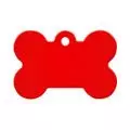 Адресник для собак Косточка малая красная, 30*12 мм, алюминий