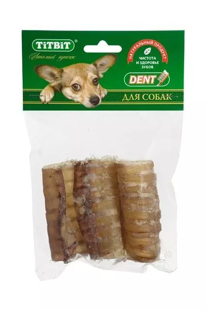 Лакомство для собак Титбит Трахея говяжья резаная мягкая упаковка