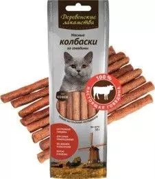 Лакомство для кошек Деревенские лакомства Мясные колбаски говядина 50г
