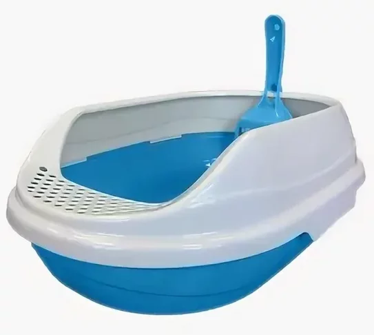 Туалет Homecat голубой малый овальный в комплекте с совком 43х31х16см