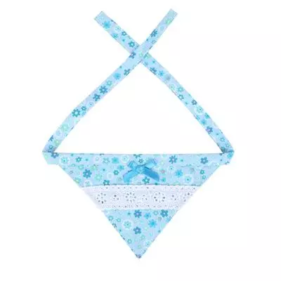 Шейный платочек Pinkaholic с цветочным узором и кружевом, голубой, размер S