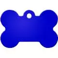 Адресник для собак Косточка большая синяя, 38*26 мм, алюминий
