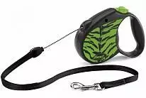 Рулетка для собак Flexi Safari cord M (5 м, 20 кг) зеленый тигр