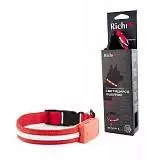 Ошейник для собак Richi USB 32-34 см S красный со светящийся лентой 