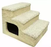 Дом-ступеньки для собак мелких пород Зооник мех однотонный +ковролин высокий бежевый 510х445х385 мм