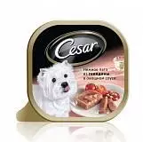 Консервы для собак Цезарь нежное патэ из говядины в овощном в соусе 100 г