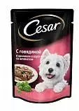 Консервы для собак Цезарь с говядиной и кроликом в соусе со шпинатом 100 г