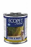 Консервы для взрослых собак Экопет Нейчурал с ягненком и рисом 300 г