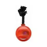 Игрушка для собак Хаген Бомбер Мяч светящийся с ручкой на веревке оранжевый, 12,7см