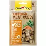 Лакомство для собак GimDog Superfood Мясные кубики из курицы с морковью и шпинатом 40 г
