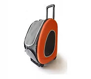 Сумка-тележка для собак до 8 кг Ibiyaya складная 3в1 (сумка, рюкзак, тележка) оранжевая