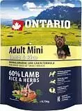 Сухой корм для собак малых пород Ontario с ягненком и рисом 750 г