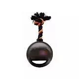Игрушка для собак Хаген Бомбер Мяч светящийся с ручкой на веревке черный 17 см