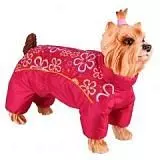 Комбинезон для собак DEZZIE Вест хайленд уайт терьер, красный с цветами, девочка (болонья, синтепон)