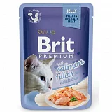 Влажный корм для кошек Брит премиум JELLY Кусочки из филе лосося в желе 85 г  (срок 10.2022)