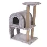 Домик-когтеточка для кошки Меридиан Полукруглый Д521 двухэтажный с полкой джут 500х420х850 мм