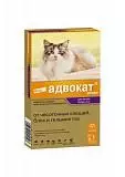 Капли на холку от чесоточных клещей, блох и гельминтов для кошек от 4 кг до 8 кг Elanko Адвокат®, 1 пипетка