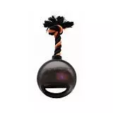 Игрушка для собак Хаген Бомбер Мяч светящийся с ручкой на веревке черный 12,7см