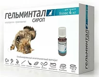 Сироп антигельминтик для кошек более 4 кг Рольф Клуб Гельминтал E201 (дефект: пятна на коробочке)