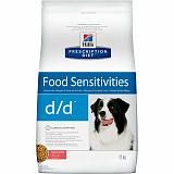 Лечебный корм для собак Хиллс PD D/D FOOD SENSITIV при пищ. аллергии, с лососем 12 кг