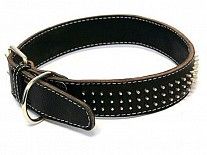 Ошейник для собак Каскад кожаный двойной с шипами-ёж 20 мм*27-35 см