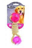 Игрушка для собак Papillon "Плетеная гантелька с двумя шариками", 17 см