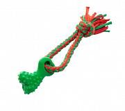 Игрушка для собак Triol New Year "Косточка с плетеной веревкой", термопластичная резина, 85/270 мм