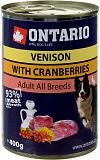 Консервы для собак Ontario оленина и клюква 400г