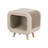 Домик-пещера для кошек Trixie Alicia с ножками из бука светло-серый/серый с узорами 48*48*38 см