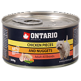 Консервы для взрослых собак Ontario Кусочки  курицы и куриные наггетсы 200 г